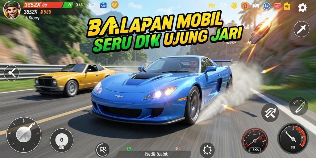 Tampilan grafis gameplay balapan yang memukau di 365ZK.