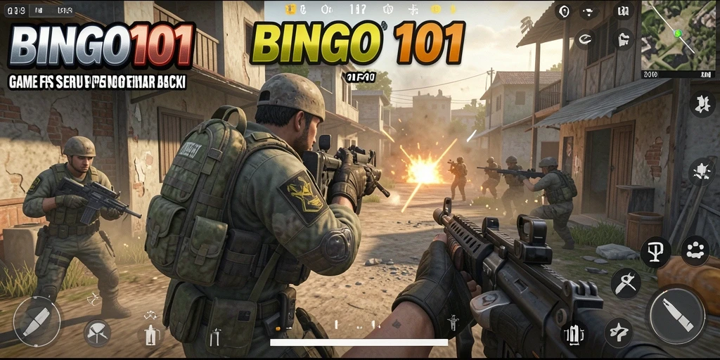 Gameplay seru BINGO101 dalam aksi pertempuran FPS.