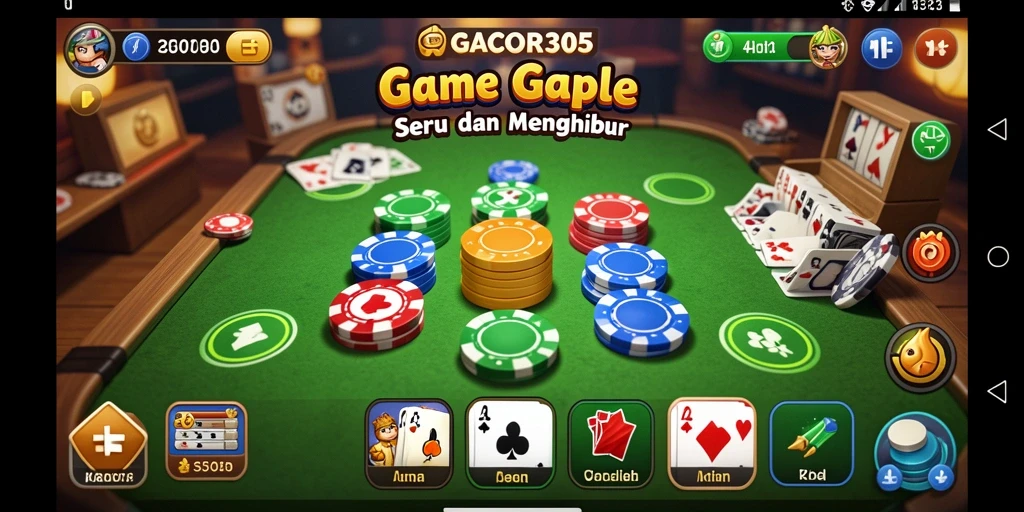 Screenshot utama GACOR305 menunjukkan gameplay Gaple yang menyenangkan.