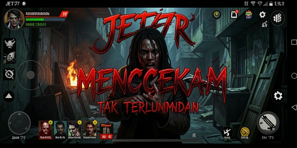 Tampilan gameplay menegangkan dari JET77 dengan suasana mencekam.