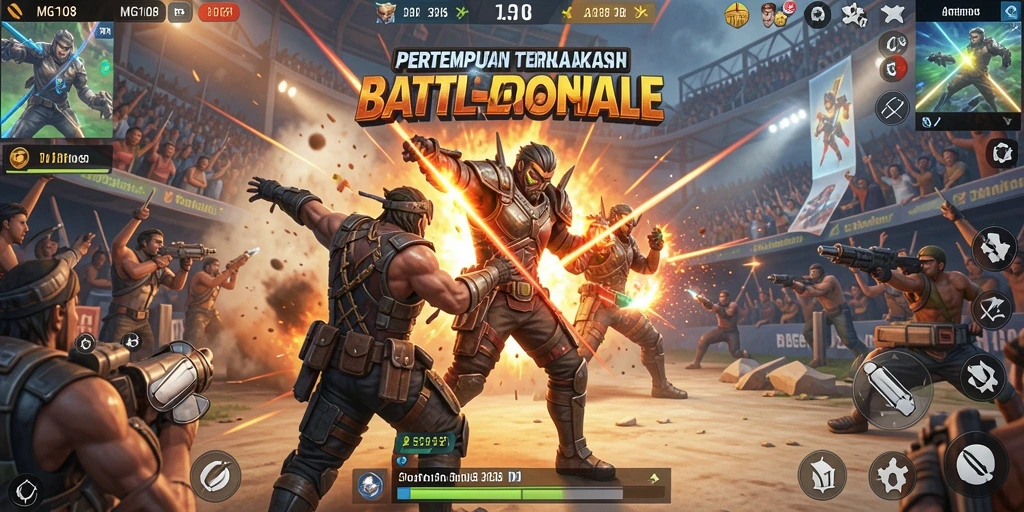 Gameplay MG108 yang menegangkan dalam pertempuran Battle Royale.