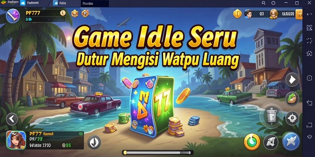 Screenshot gameplay PF777 menampilkan aksi Idle yang seru dan penuh warna.