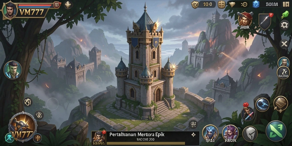 Screenshot utama menunjukkan aksi seru dari gameplay Tower Defense.