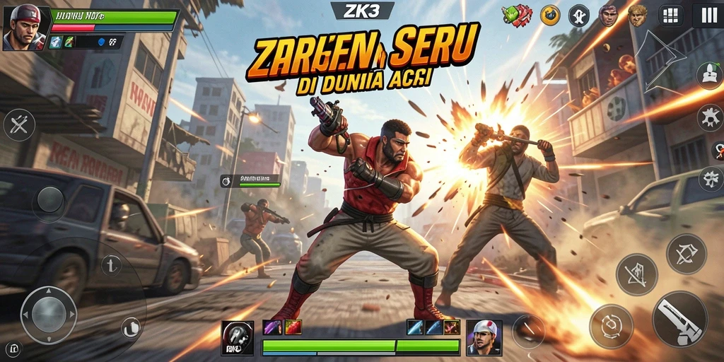 Gameplay intens ZK3 di tengah pertarungan seru.